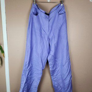 Ashley Stewart high rise linen lavender wide leg pants